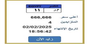 التزايد ينتهي بعد ساعات.. طرح لوحة سيارة مميزة برقم «م ر 11» - تدوينة الإخباري