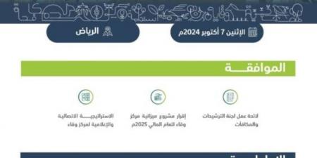 مجلس "وقاء" يقر مشروع ميزانية المركز للعام المالي 2025م - تدوينة الإخباري