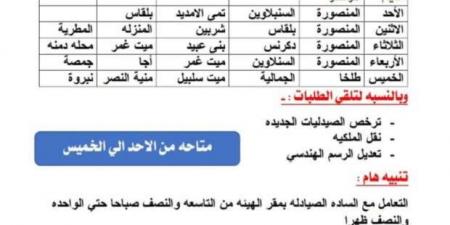 هيئة الدواء تعلن مواعيد تقديم خدماتها في الدقهلية - تدوينة الإخباري