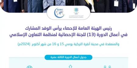 رئيس الهيئة العامة للإحصاء يرأس وفد الهيئة المشارك في أعمال الدورة الـ13 للجنة الإحصائية لمنظمة التعاون الإسلامي - تدوينة الإخباري