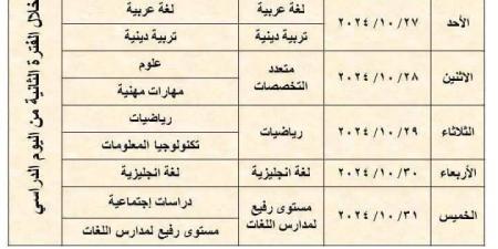 جداول امتحانات شهر أكتوبر للعام الدراسي ٢٠٢٥/٢٠٢٤ محافظة القاهرة - تدوينة الإخباري