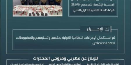 حرس الحدود بعسير يقبض على (6) مخالفين لتهريبهم (95,070) قرصًا خاضعًا لتنظيم التداول الطبي - تدوينة الإخباري