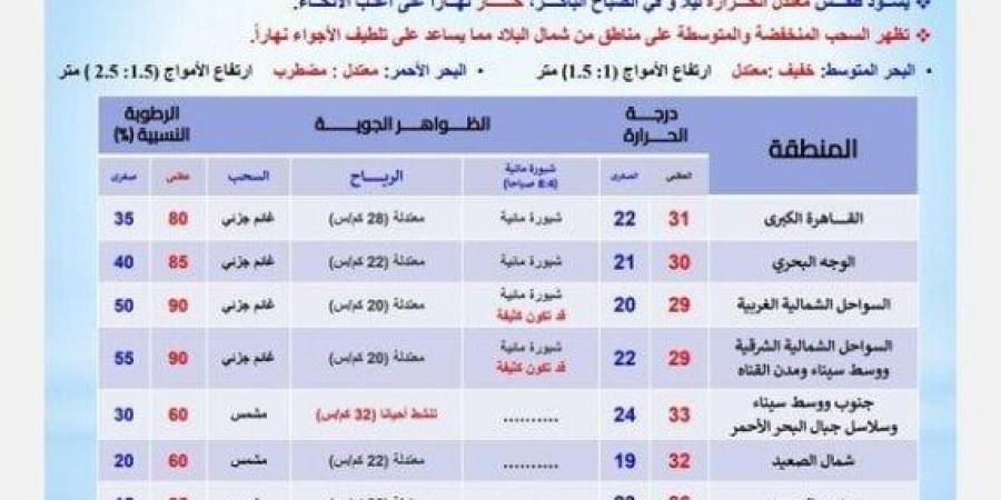 شبورة مائية وسحب منخفضة.. الأرصاد تكشف عن حالة الطقس خلال الأيام المقبلة - تدوينة الإخباري