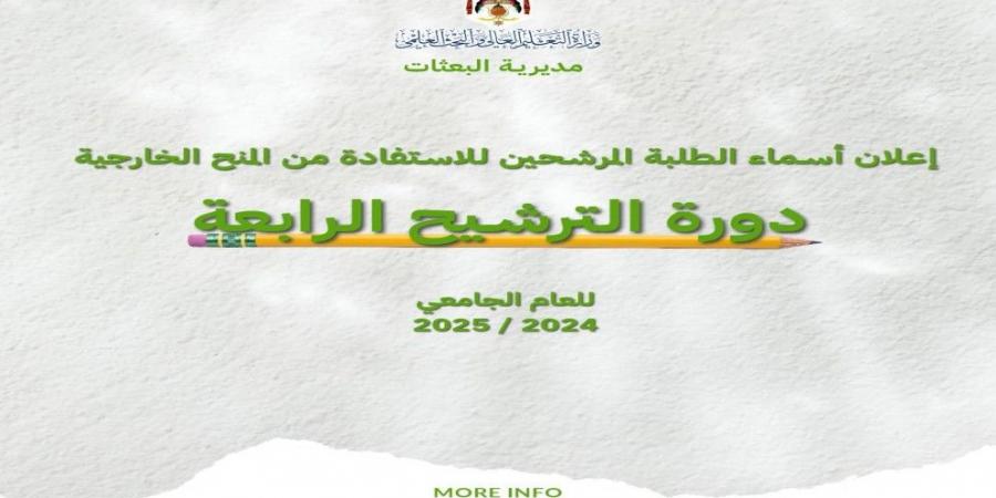 إعلان نتائج ترشيح الدورة الرابعة للمنح الخارجية للعام الجامعي 2024-2025 - تدوينة الإخباري