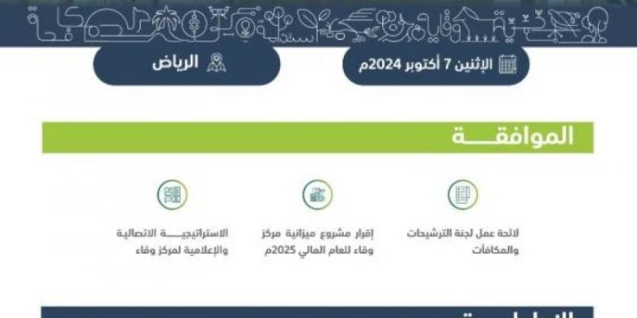 مجلس "وقاء" يقر مشروع ميزانية المركز للعام المالي 2025م - تدوينة الإخباري