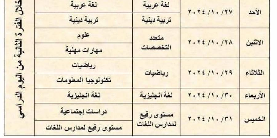 جداول امتحانات شهر أكتوبر للعام الدراسي ٢٠٢٥/٢٠٢٤ محافظة القاهرة - تدوينة الإخباري