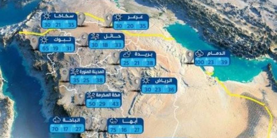 "الأرصاد": أمطار رعدية على أجزاء من  جازان وعسير والشرقية - تدوينة الإخباري