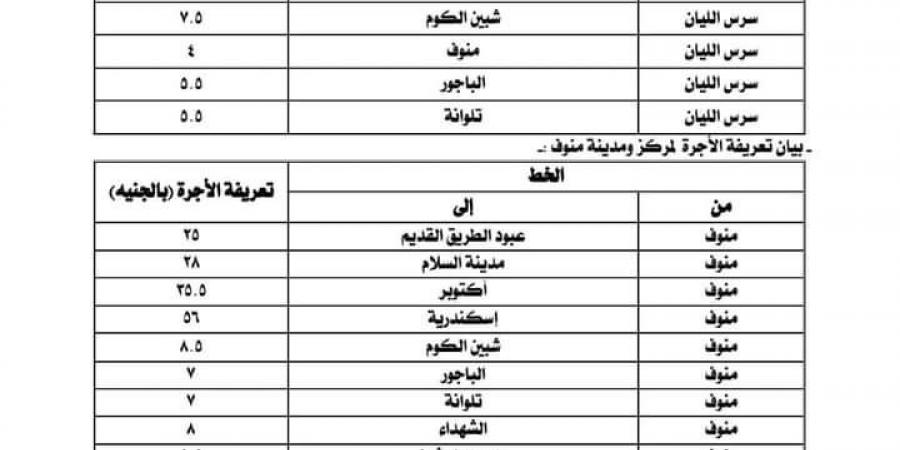 بعد زيادة البنزين.. أسعار تعريفة الركوب الجديدة لسيارات الأجرة والتاكسي بالمنوفية - تدوينة الإخباري