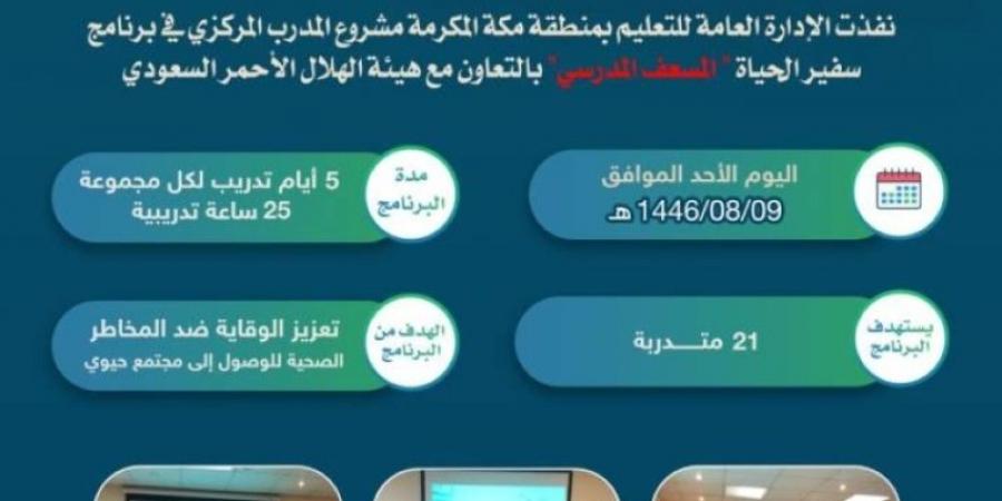 تعليم مكَّة ينفذ‏ مشروع المُسعف المدرسي - تدوينة الإخباري