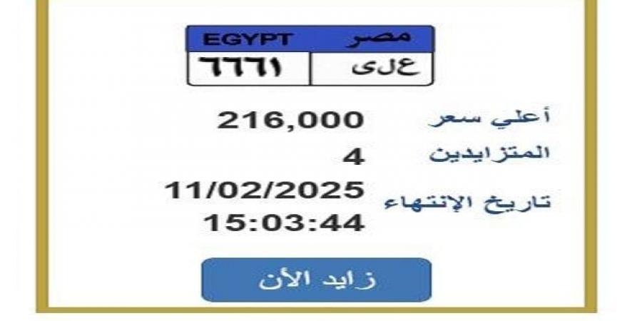 التزايد ينتهي غدًا.. «المرور» تطرح لوحة سيارة مميزة| اعرف الخطوات - تدوينة الإخباري