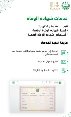 عبر أبشر تعرف علي خطوات استخراج شهادة الوفاة إلكترونيا والأوراق المطلوبة 1 عبر أبشر تعرف علي خطوات استخراج شهادة الوفاة إلكترونيا والأوراق المطلوبة
