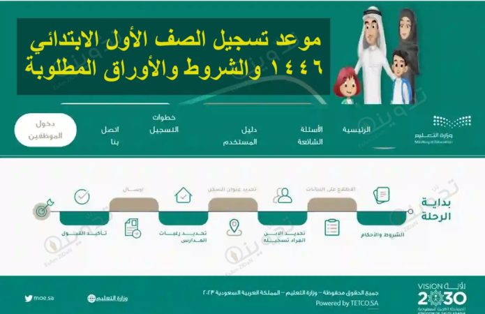 موعد تسجيل الصف الأول الابتدائي 1446 والشروط والأوراق المطلوبة